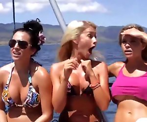 Badass bigtits babes try out snow boarding while naked