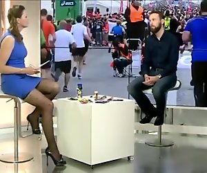 France Pierron in heels and pantyhose