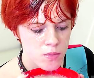 Redhead teen rough sex and young model punishment Cummie, the Painal Cum Cat