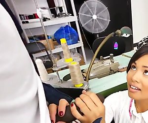 Asian seamstress anally plowed by black cock